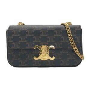 Celine Triomphe Chain Shoulder Bag Black Handbag